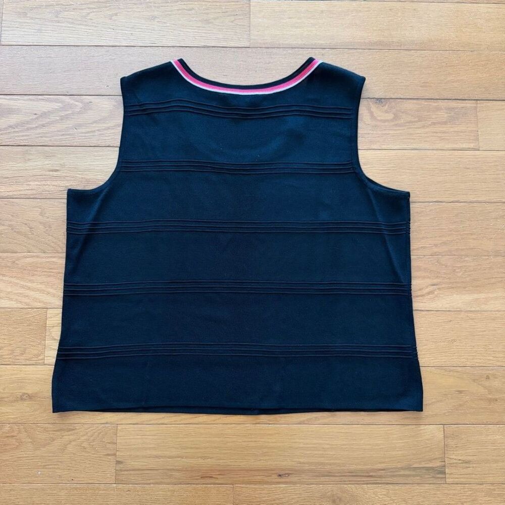 Ming Wang Black Pink Trim Sleeveless Knit Tank Top Women L - Picture 2 of 6